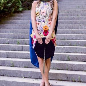 Floral embroidered multicolor flower mini graduation prom dress